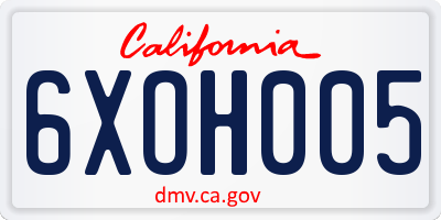 CA license plate 6XOH005
