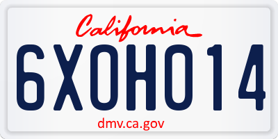 CA license plate 6XOH014