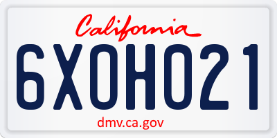 CA license plate 6XOH021
