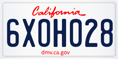 CA license plate 6XOH028