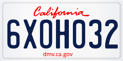 CA license plate 6XOH032