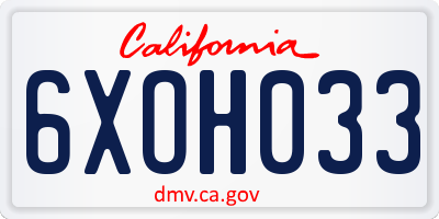 CA license plate 6XOH033