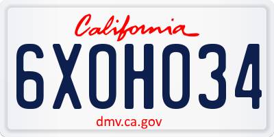 CA license plate 6XOH034