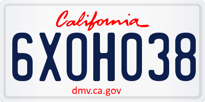 CA license plate 6XOH038