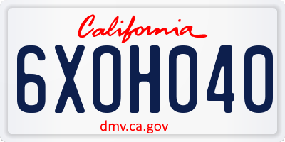CA license plate 6XOH040