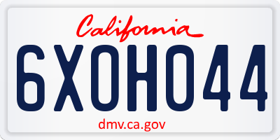 CA license plate 6XOH044