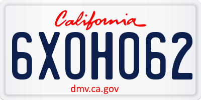 CA license plate 6XOH062