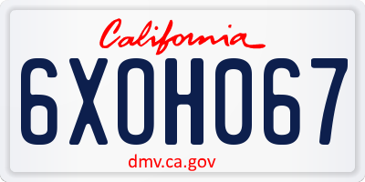 CA license plate 6XOH067