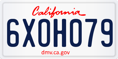 CA license plate 6XOH079