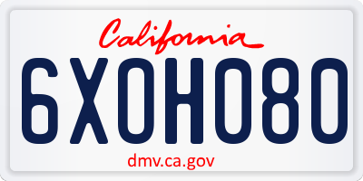 CA license plate 6XOH080