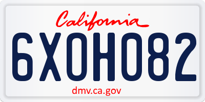 CA license plate 6XOH082