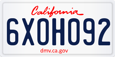 CA license plate 6XOH092