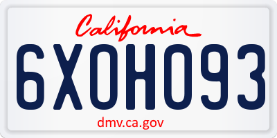 CA license plate 6XOH093