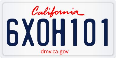 CA license plate 6XOH101