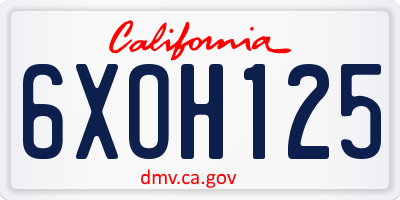 CA license plate 6XOH125