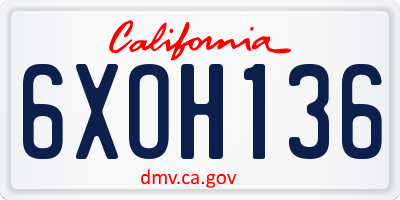 CA license plate 6XOH136