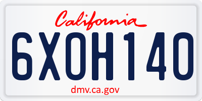 CA license plate 6XOH140