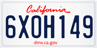 CA license plate 6XOH149