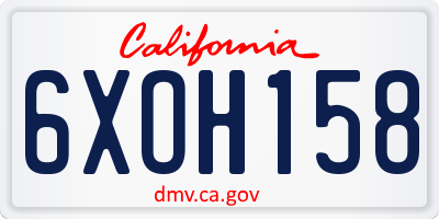 CA license plate 6XOH158