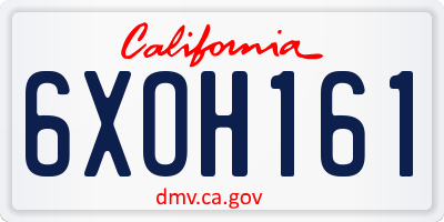 CA license plate 6XOH161