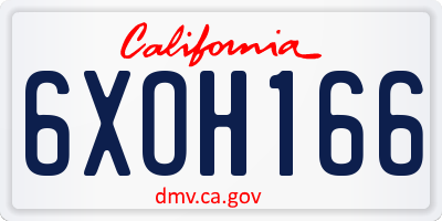 CA license plate 6XOH166