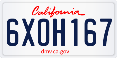 CA license plate 6XOH167