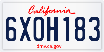 CA license plate 6XOH183