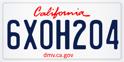 CA license plate 6XOH204