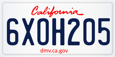 CA license plate 6XOH205