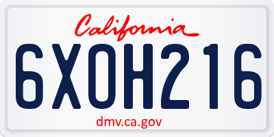 CA license plate 6XOH216
