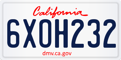 CA license plate 6XOH232