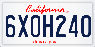 CA license plate 6XOH240
