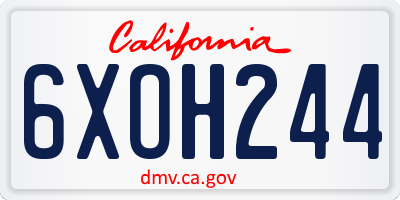 CA license plate 6XOH244