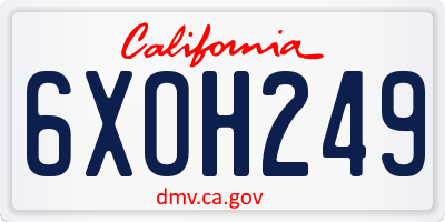 CA license plate 6XOH249