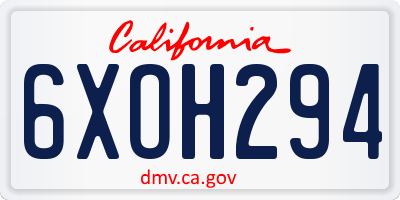 CA license plate 6XOH294