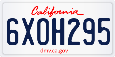 CA license plate 6XOH295