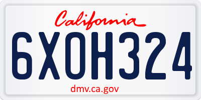 CA license plate 6XOH324