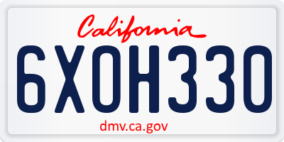 CA license plate 6XOH330