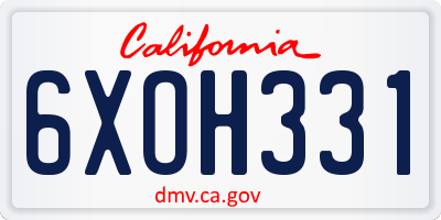 CA license plate 6XOH331