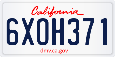 CA license plate 6XOH371