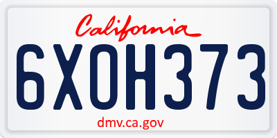 CA license plate 6XOH373