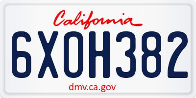 CA license plate 6XOH382