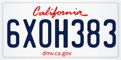 CA license plate 6XOH383