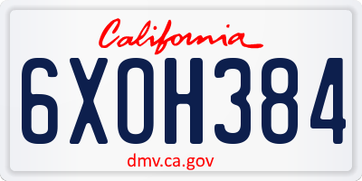 CA license plate 6XOH384