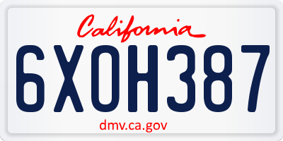 CA license plate 6XOH387