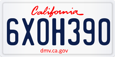 CA license plate 6XOH390