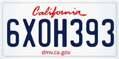 CA license plate 6XOH393