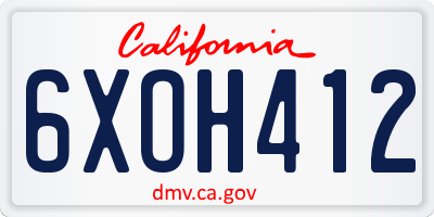 CA license plate 6XOH412