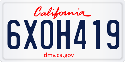 CA license plate 6XOH419