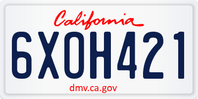 CA license plate 6XOH421